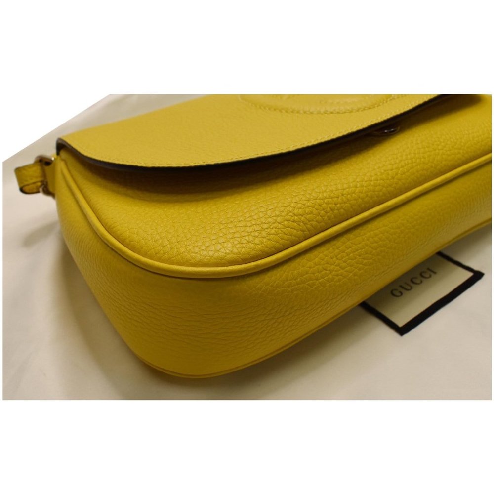 Gucci Soho Chain Flap Yellow Leather Shoulder Bag - Picture 9 of 12